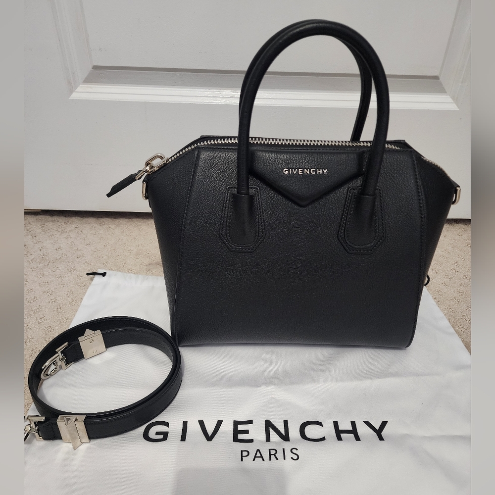 Givenchy Antigona Small Sugar Goatskin Black Satchel Bag